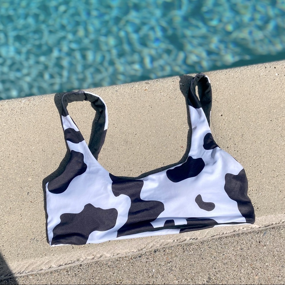 COW PRINT BIKINI TOP